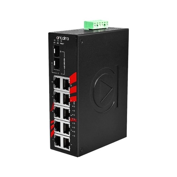 12-Port Industrial PoE+ Gigabit Unmanaged Ethernet Switch